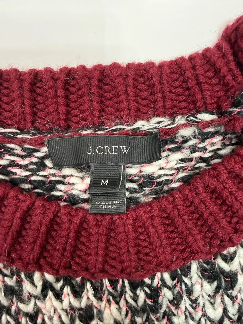 J. Crew Marled Crewneck Sweater with Blue Trim